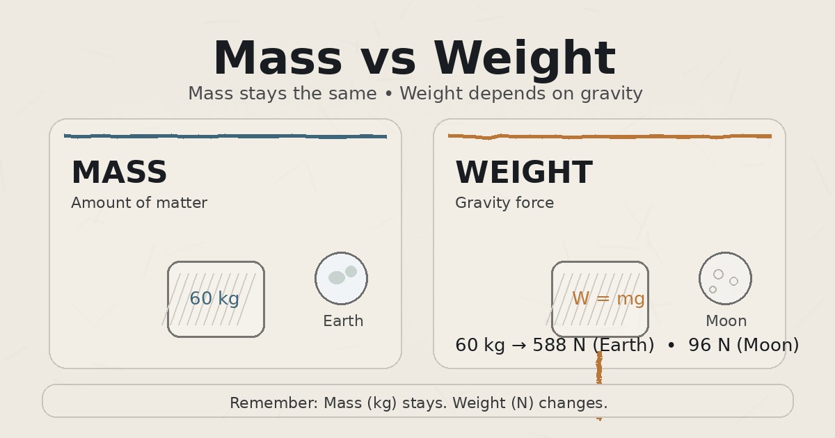 difference between mass and weight