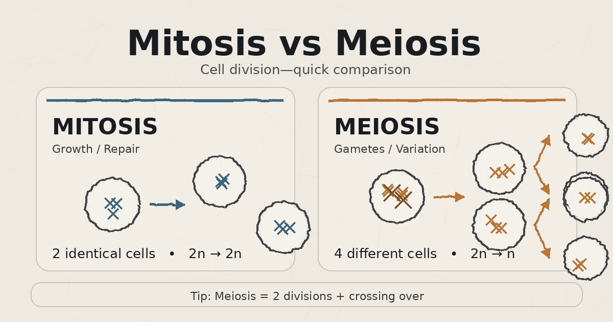 difference between mitosis and meiosis